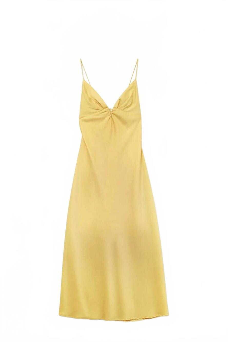 NEW Q2 women's keyhole front maxi dress in yellow